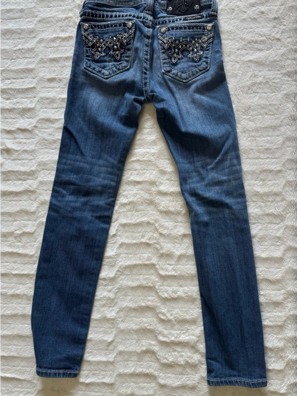 Miss Me Dark Blue Embellished Back-Pocket Jeans